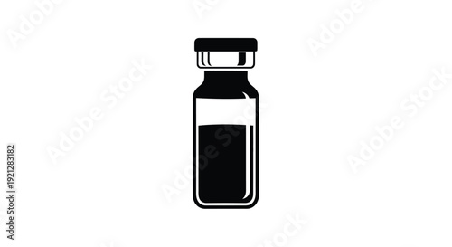 A simple black silhouette of a medicine vial or bottle