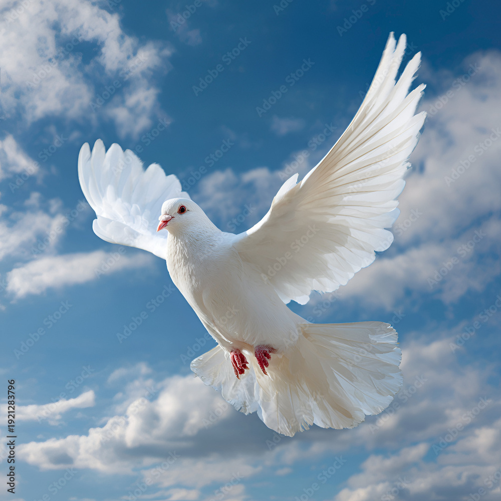 Obraz premium white dove on blue sky