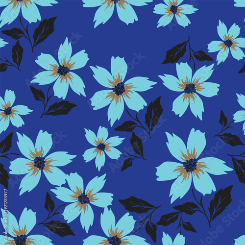 Seamless pattern from bouquet cute floral Traditional ornament yellow floral pattern,Abstract seamless simple floral pattern. Flower pattern. Spring pattern. used for textile, wallpaper, card 
