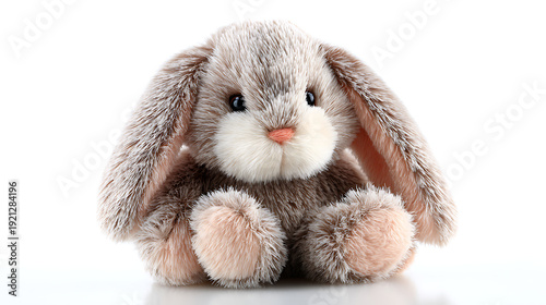Soft toy rabbit on white background