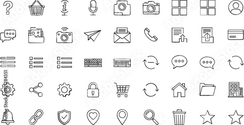 Professional business and finance flat icon set featuring currency symbols growth charts briefcase global networking and corporate communication tools.