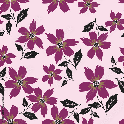 Seamless pattern from bouquet cute floral Traditional ornament yellow floral pattern,Abstract seamless simple floral pattern. Flower pattern. Spring pattern. used for textile, wallpaper, card 
