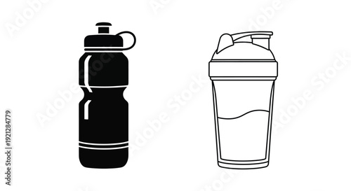 Two water containers displayed in a striking black silhouette