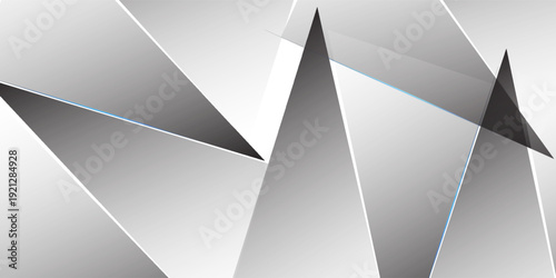 Abstract Geometric Metallic Silver Triangles Background With Modern Futuristic Folded Paper Texture