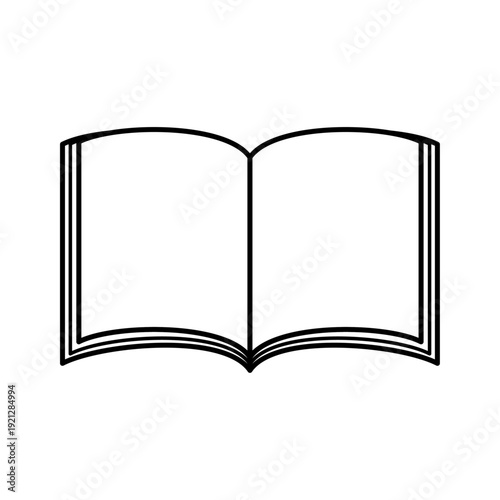 開いた本のシンプル線画アイコン素材