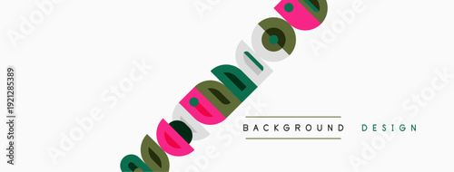 Abstract colorful shapes cascade diagonally across white space. Minimalist design features text background, design. Simple, modern aesthetic.