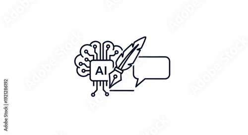 Artificial Intelligence Brain Chatbot Icon.