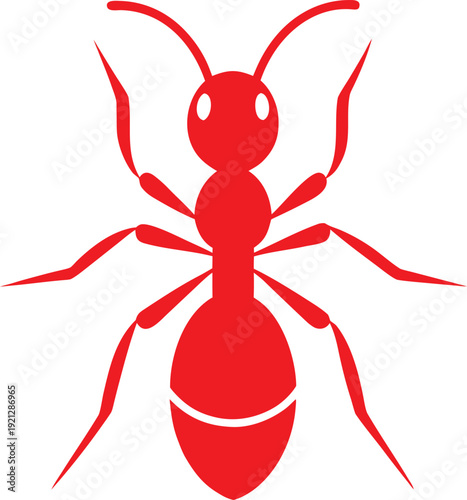 Red ant silhouette vector illustration of ant logo icon design, t shirt design, bug, white transparent background.