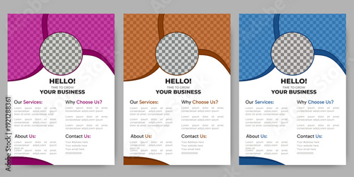Abstract modern corporate flyer template design with geometric shapes, clean layout and space for image, suitable for business brochure, poster, promotion and publication.
