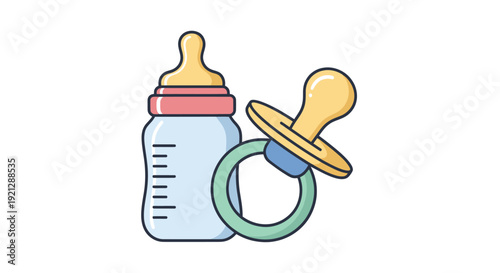 Baby feeding bottle and pacifier icon