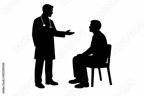Doctor Consulting Seated Patient Medical Examination Silhouette