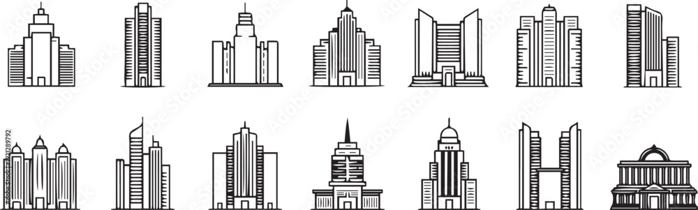 Obraz premium Architectural sketches of modern city skyscrapers