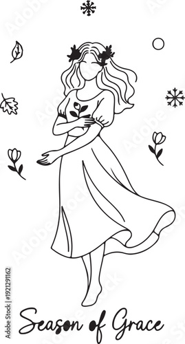 Vintage style wedding invitation card featuring a dancing couple silhouette with an angel and a horse in elegant vector illustration