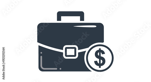Briefcase with a dollar sign a minimalist graphic silhouette