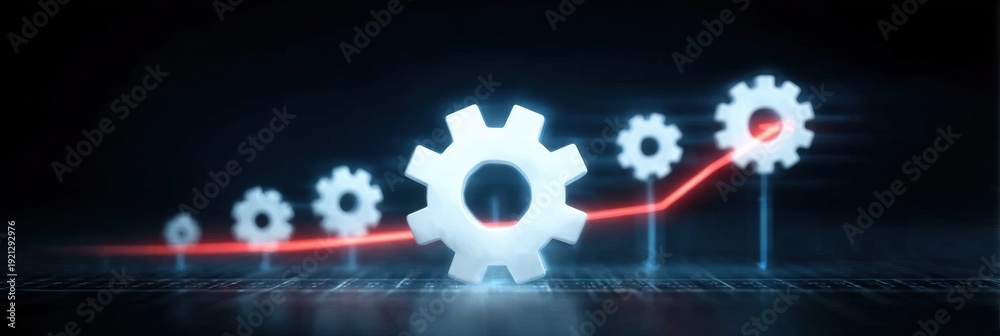 Fototapeta premium Operational scalability improves as productivity drives output, efficiency guides utilization, capacity expands, and consistency remains intact