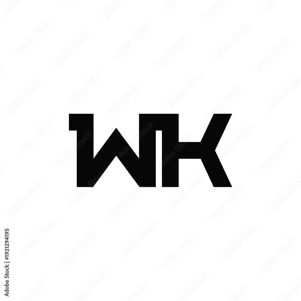 Obraz premium WK monogram logo design letter text name symbol monochrome logotype alphabet character simple logo