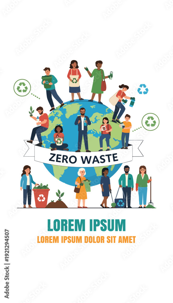 Fototapeta premium Diverse people promoting zero waste and sustainable living
