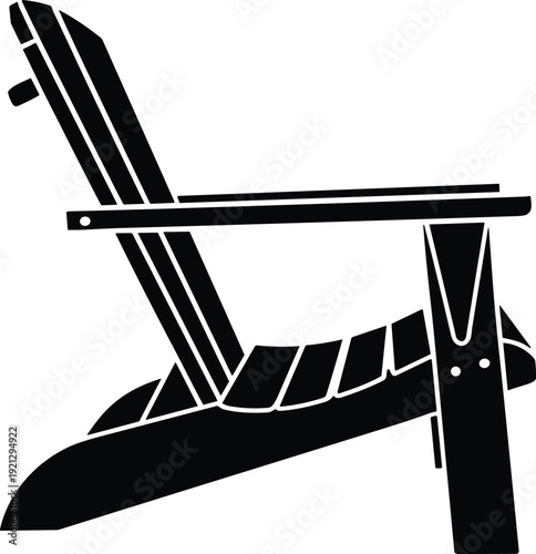Black silhouette of a classic Adirondack chair furniture outdoor