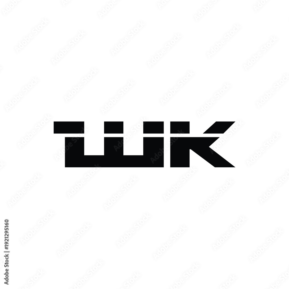 Fototapeta premium WK monogram logo design letter text name symbol monochrome logotype alphabet character simple logo