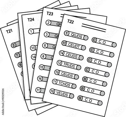 Hand drawn bingo cards stacked for lottery game fun and entertainment vector