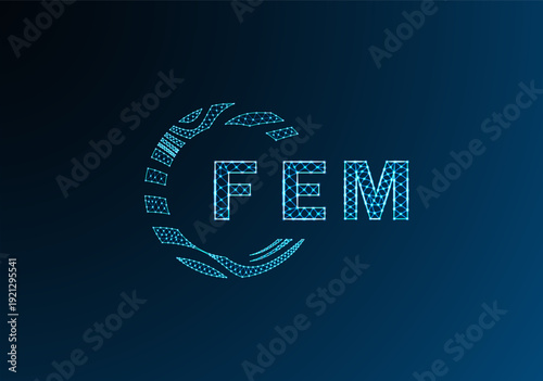 Fotografia FEM low poly letter logo vector design