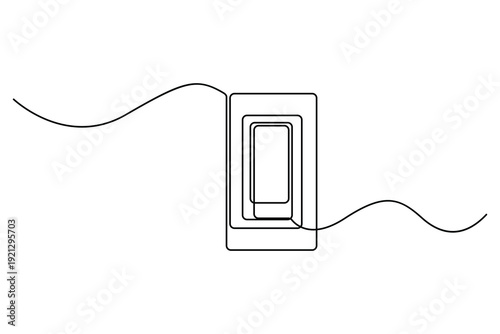 Minimal wall light switch one line drawing home electricity concept
