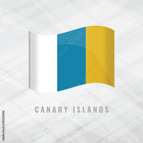 3d illustration waving flag of Canary Islands. on Grey Background with copy space Vector flag of Canary Islands Symbol of  Canary Islands.