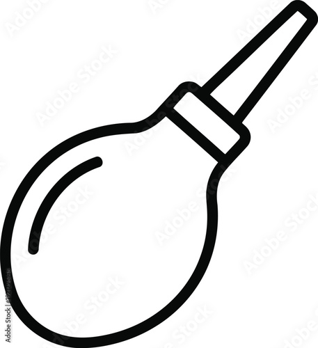 Simple line icon of a rubber bulb syringe with a narrow tip for medical and hygiene applications vector