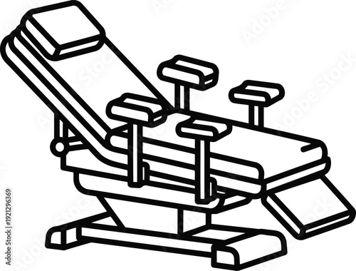 Adjustable reclining treatment medical examination beauty salon chair bed line art vector