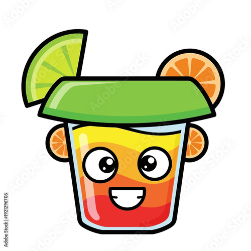 Cartoon Cocktail Glass with Fruit Garnish.