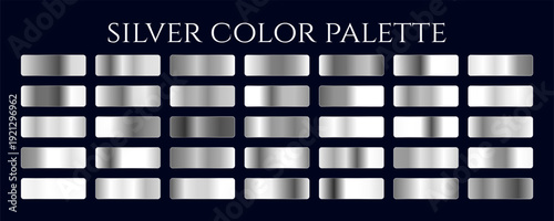 Luxury Silver Metallic Gradient Collection with Chrome, Steel and Polished Metal Textures