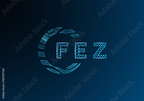 FEZ low poly letter logo vector design. FEZ lower poly logo design. FEZ unique low poly logo design.