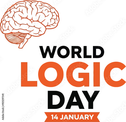 World logic day brain concept celebrating reasoning intelligence and critical thinking january 14th vector