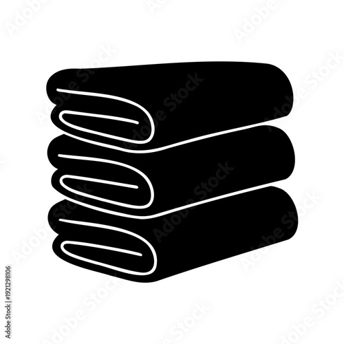 Stacked folded towels glyph icon, clean spa textile set Vector