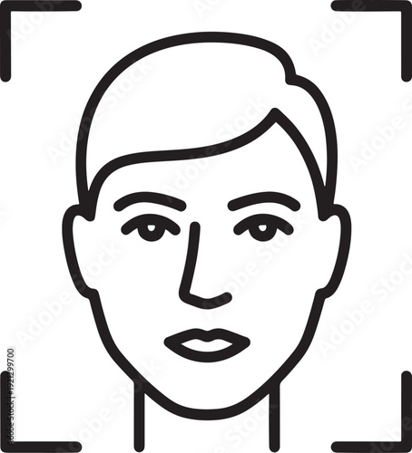 Artificial Intelligence Facial Recognition Solid Icon – AI Face Scan Technology Symbol, Biometric Security Vector, Digital Identity Verification Illustration