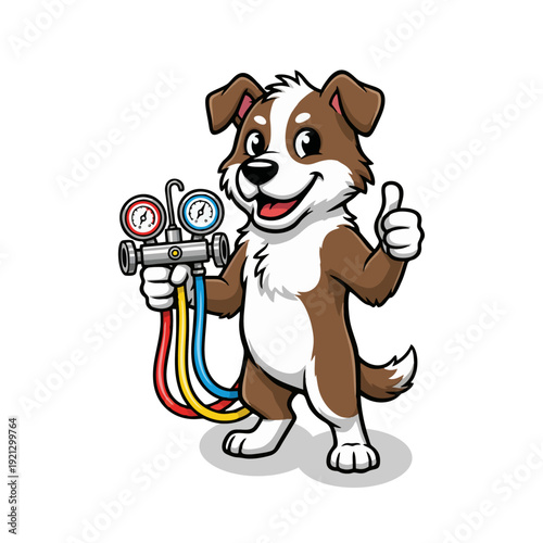 HVAC technician dog mascot