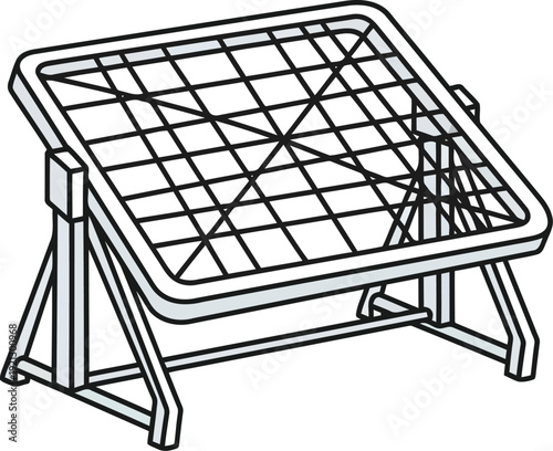 Tilted grid frame stand solar panel mount structure equipment diagram vector