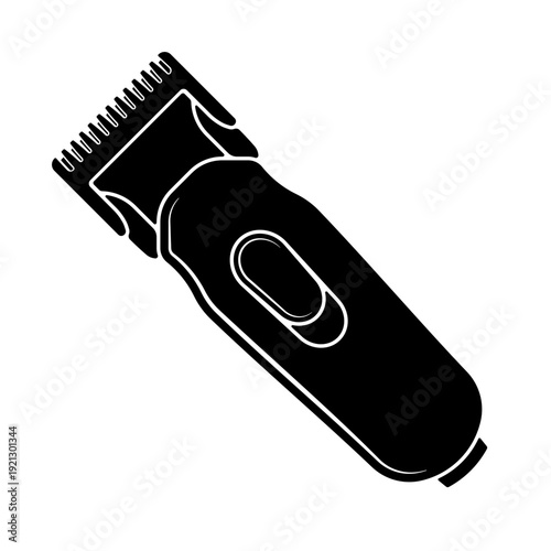 Black hair clipper silhouette isolated. Electric trimmer icon for barber and grooming.