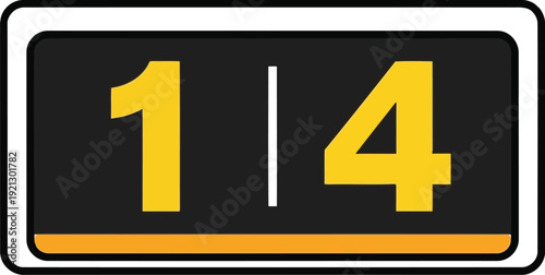 Digital flip scoreboard clock showing time 104 minutes countdown timer numbers vector