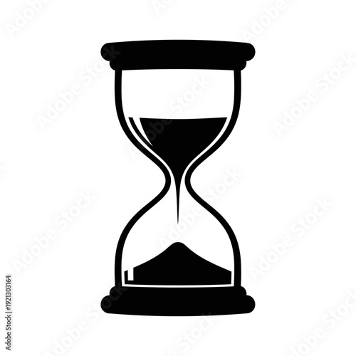 minimalist black and white hourglass with sand flowing a symbolic representation of time passing urgency and deadlines ideal for time management themes.