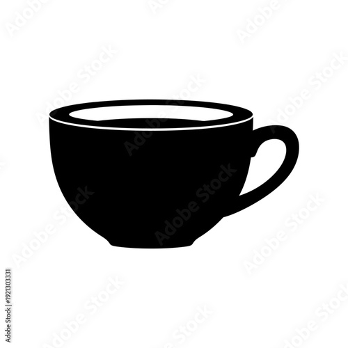 black coffee cup icon with white liquid and rim perfect for cafe branding digital menus and representing hot beverages.