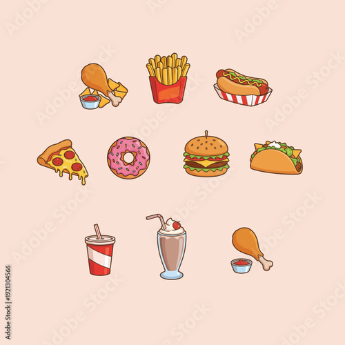 Delicious Fast Food Icons Collection