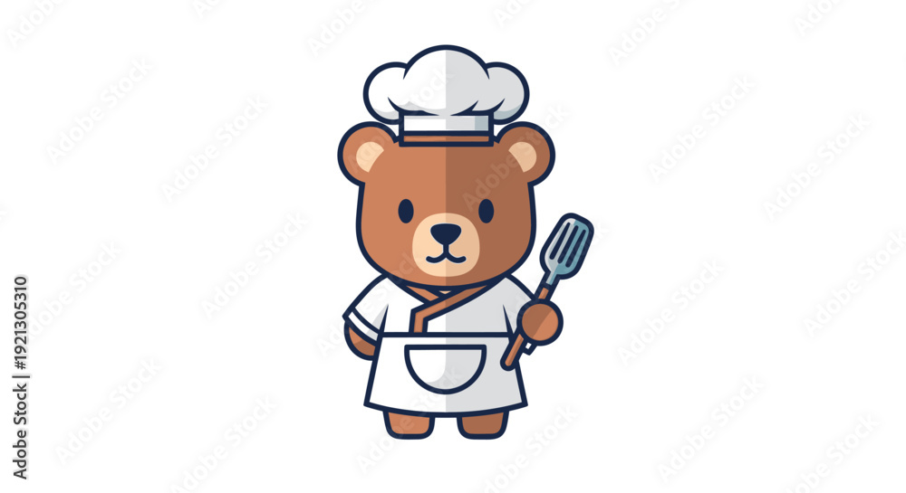 Fototapeta premium Cartoon Bear Chef Character Illustration.