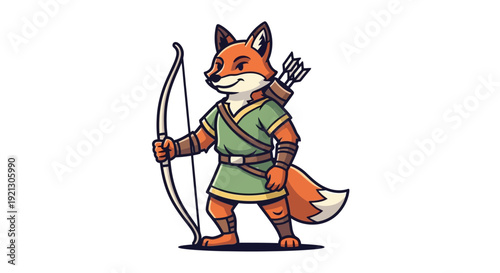 Cartoon Fox Archer Character Illustration.