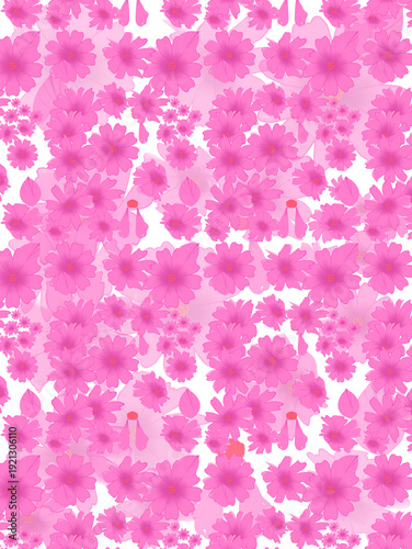 Soft Pink Floral Seamless Pattern with Layered Spring Flowers