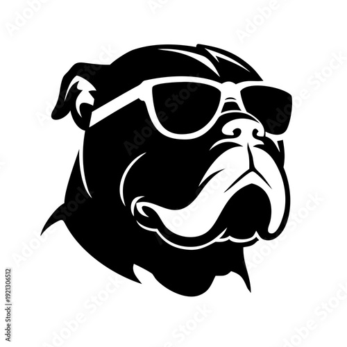 Cool Bulldog with Sunglasses Silhouette Vector - Stylish Dog Head Icon - Modern Pet Mascot Graphic