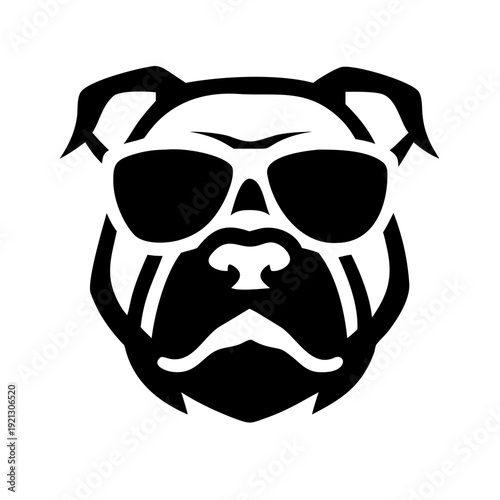 Cool Bulldog with Sunglasses Silhouette Vector - Stylish Dog Head Icon - Modern Pet Mascot Graphic