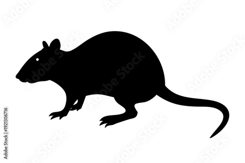 Rat Silhouette Vector - Rodent Mouse Wild Animal Icon - Pest Control Wildlife Graphic