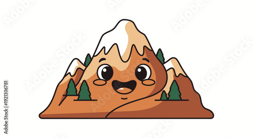 Cartoon Mountain with Happy Facial Expression.