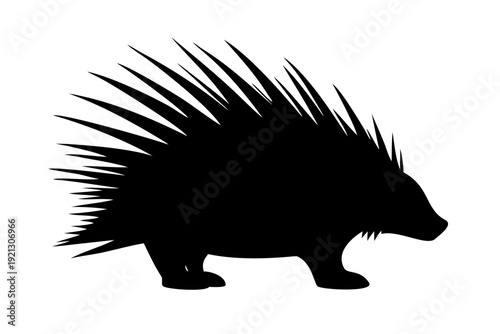 Porcupine Silhouette Vector - Spiky Hedgehide Wild Animal Icon - Forest Wildlife Graphic